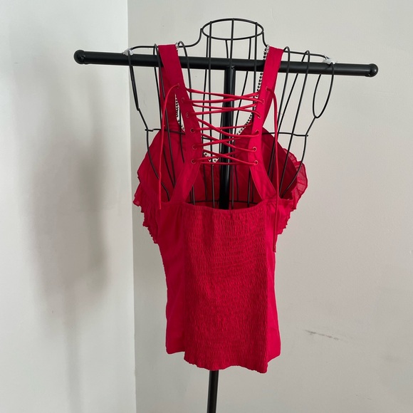 Women's Ruffled Red Top - Picture 9 of 11